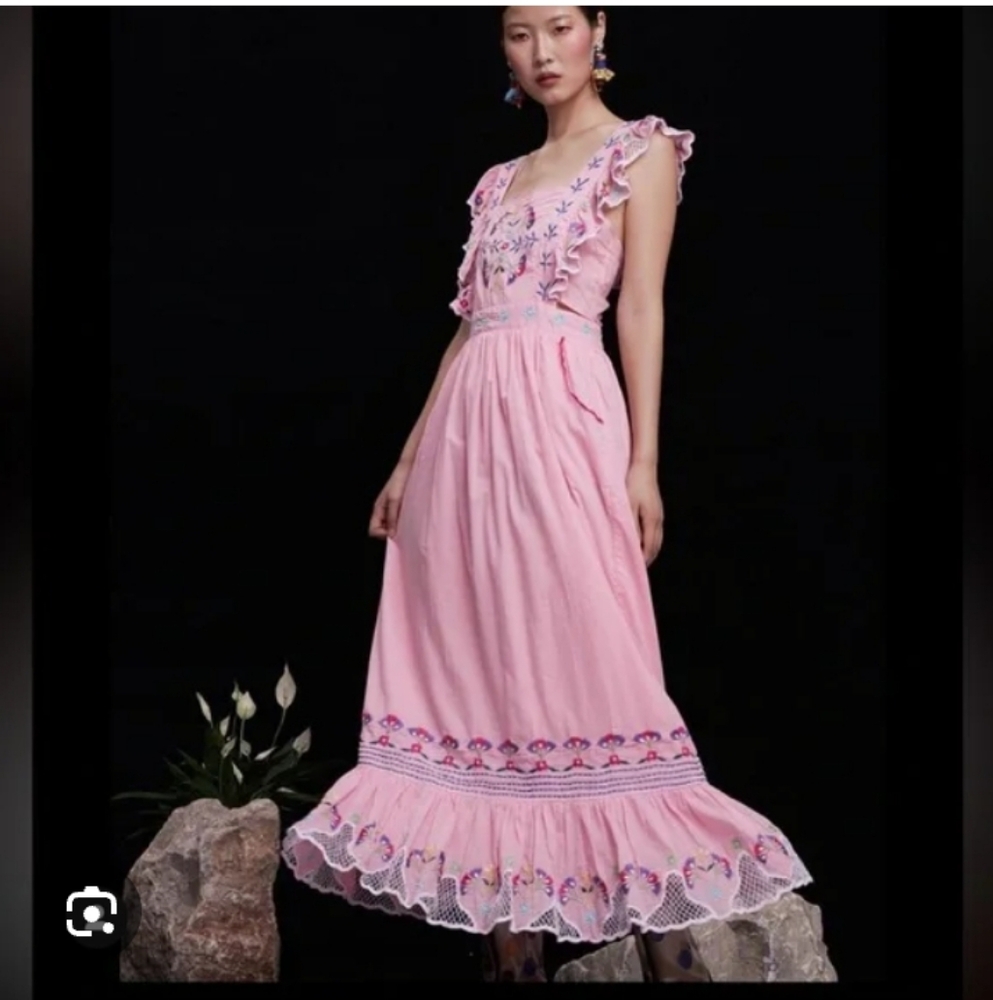 CeliaB Pink Embroidered Wild Rose Dress